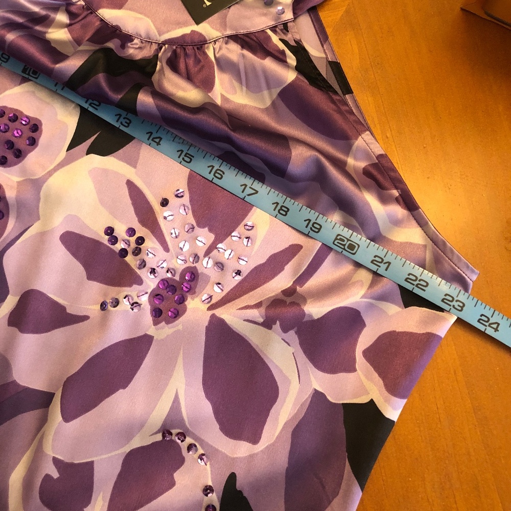 Apt.9 Purple Floral Print Sequins Tank Blouse - Picture 8 of 10